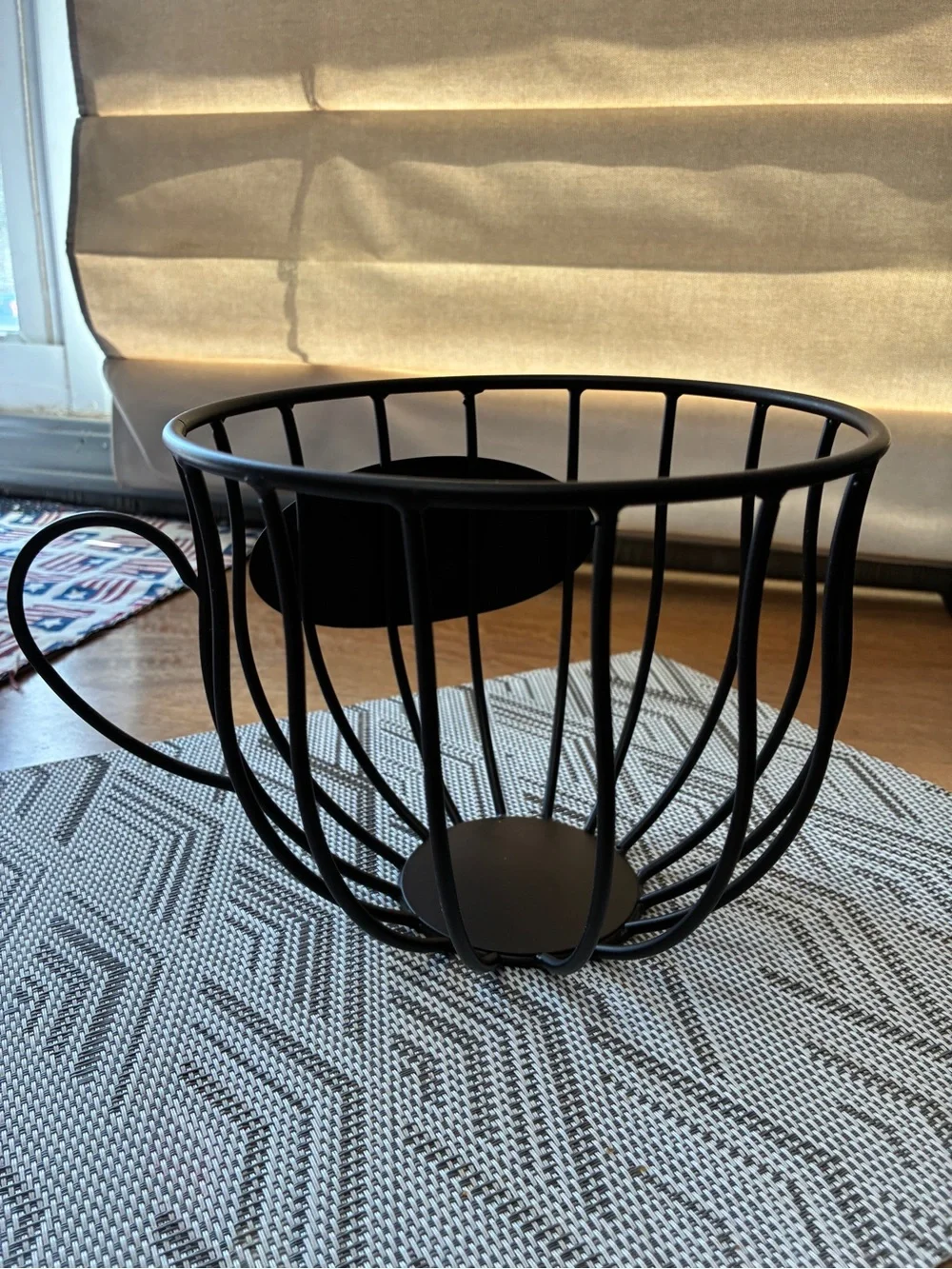 Black Coffee Wire Basket Mug Holder - Coffee Label 7” x 6”